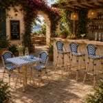 Bistro bāra krēsls Rattan Zils un Balts Iekštelpām un Ārtelpām | Adexa 2111BBLUEL - Image 8