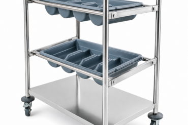 Galda piederumu un paplātes ratiņi 2 paplātes un apakšplaukts 570x350x860mm | Adexa CTT2