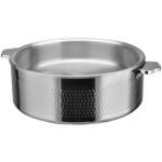 Servēšanas un sildīšanas katls ar stikla vāku un nerūsējošā tērauda ieliktni, trīsslāņu āmurēta virsma ⌀320x120mm nerūsējošā tērauda apdare | Adexa E0312001 - Image 3