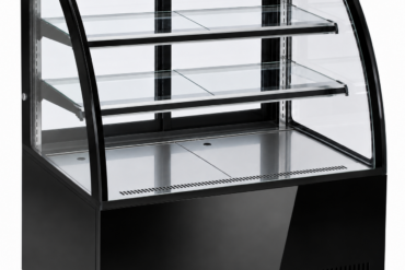 Kūku vitrīna Izliekts priekšējais 1200x730x1200mm 2 plaukti Melna pamatne LED | Adexa GN1200C2BLACK