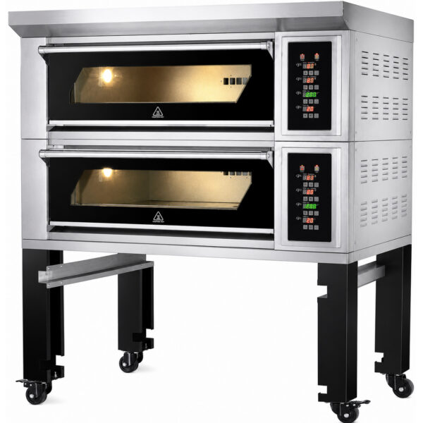 Maiznīcas krāsns Elektriskā 2 kameras 4 x 400x600mm plāksnes 400°C Digitālā vadība 13.2kW 380V | Adexa HTD40KI