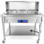 Mobilā Bain Marie ēdiena sildīšanas servēšanas iekārta 3xGN1/1 ar virsplauktu | Adexa PFD12070