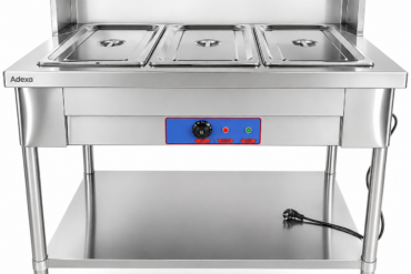 Mobilā Bain Marie ēdiena sildīšanas servēšanas iekārta 3xGN1/1 ar virsplauktu | Adexa PFD12070
