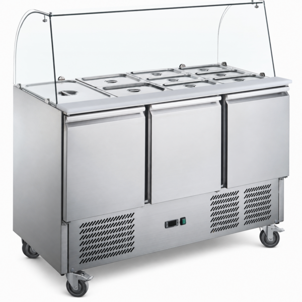 Saladete ar stikla displeju 3 durvis 1365x700x1350mm | Adexa S903CG