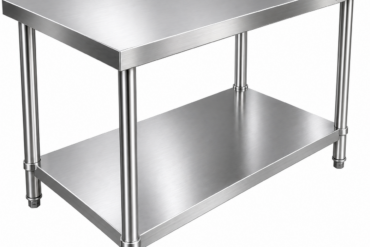 Tirdzniecības darba galds Ar apakšplauktu Nerūsējošs tērauds Apaļās kājas 1200x800x900mm | Adexa QNH1130