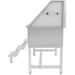 Nerūsējošā tērauda dzīvnieku kopšanas vanna 966x622x1220mm ar slīdošām durvīm, kāpnēm un 3 puses aizsargpaneli | Adexa PDBSLD62096 - Image 4