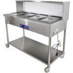 Mobilā Bain Marie ēdiena sildīšanas servēšanas vienība 4xGN1/1 ar plauktu | Adexa PFD15070