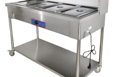 Mobilā Bain Marie ēdiena sildīšanas servēšanas vienība 4xGN1/1 ar plauktu | Adexa PFD15070