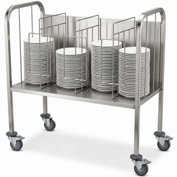 Komerciālie augsto plātņu transporta ratiņi ar 3 stieples nodalītājiem 1112x540x1100mm | Adexa PTTHS01FL