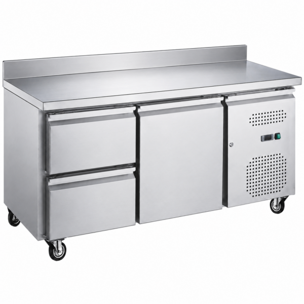 Komercisks ledusskapis ar splashback, 1 durvis, 2 atvilktnes, dziļums 700mm | Adexa 2DRG22V