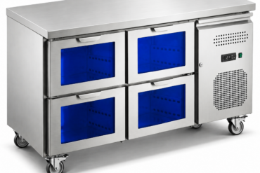 Komerciāls dzesēts letes skapītis ar 4 stikla atvilktnēm 1360x700x850mm | Adexa GN2140TNG