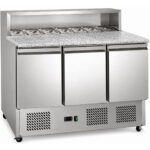 Picas sagatavošanas galds 3 durvis Nerūsējošais tērauds Picas virsma 8xGN1/6 Dziļums 700mm | Adexa PZ33