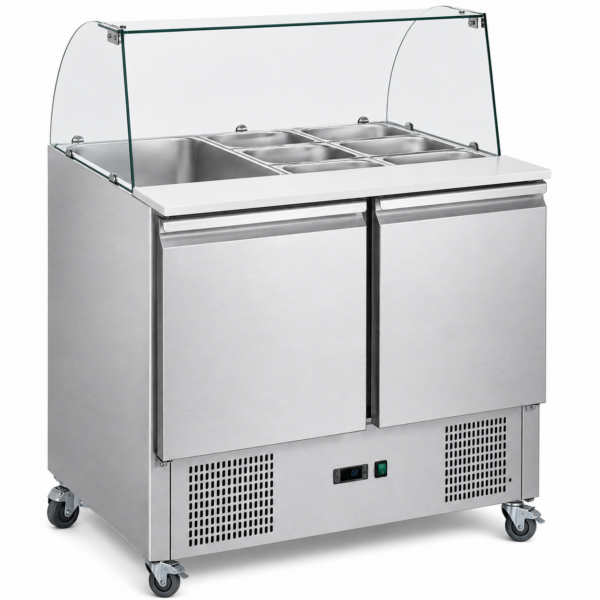Saladete ar stikla displeju 2 durvis 900x700x1350mm | Adexa S900CG