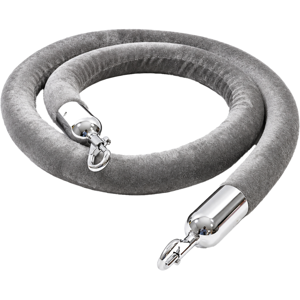 Pelēks samta stienīša virve ar sudraba galiem 1 Pelēks samta stienīša virve ar sudraba galiem 1,5m | Adexa VR01GS - Image 1